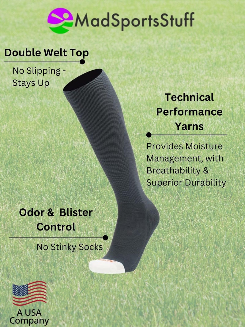 MadSportsStuff Pro Line Over the Calf Baseball Socks (Graphite, Medium) - Image 5